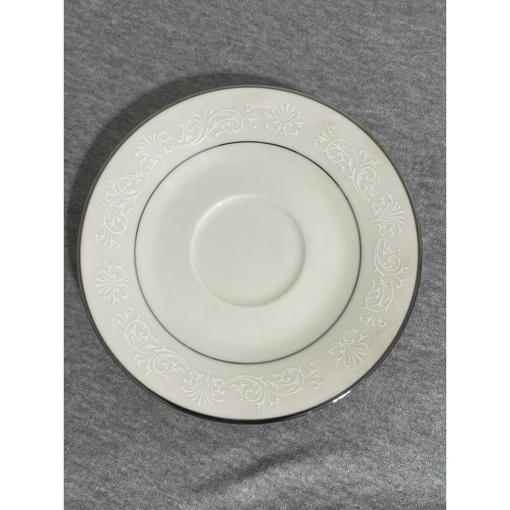 Vintage‎ Noritake Ivory China Marseille 7550 Saucers Set of 4 Floral Trim Silver - Picture 6 of 11